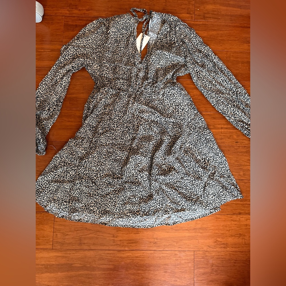 a new day Black and White Patterned Long Sleeve Dress